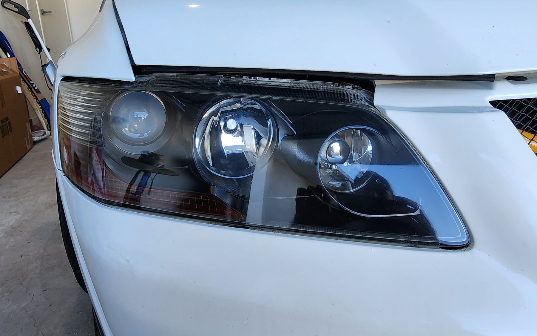 The same headlight after restoration