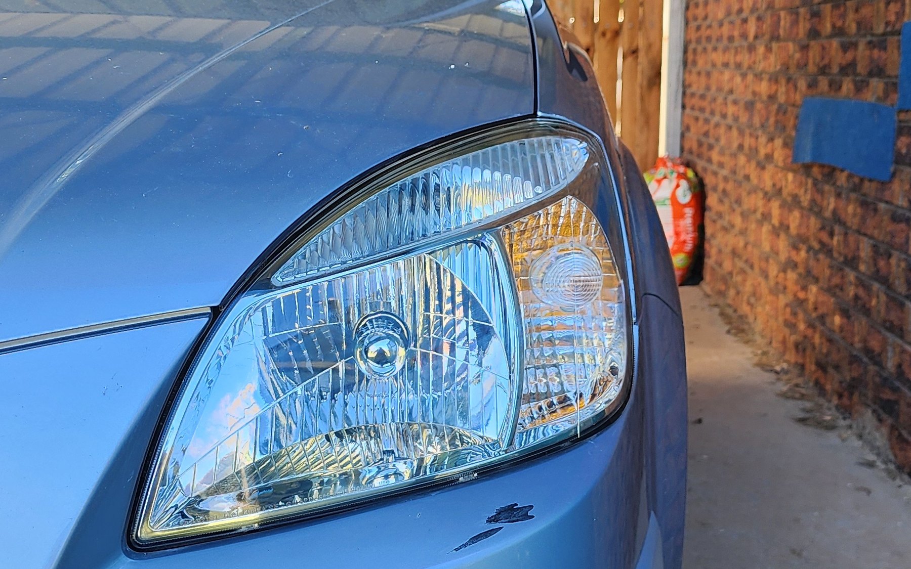 The same headlight after restoration