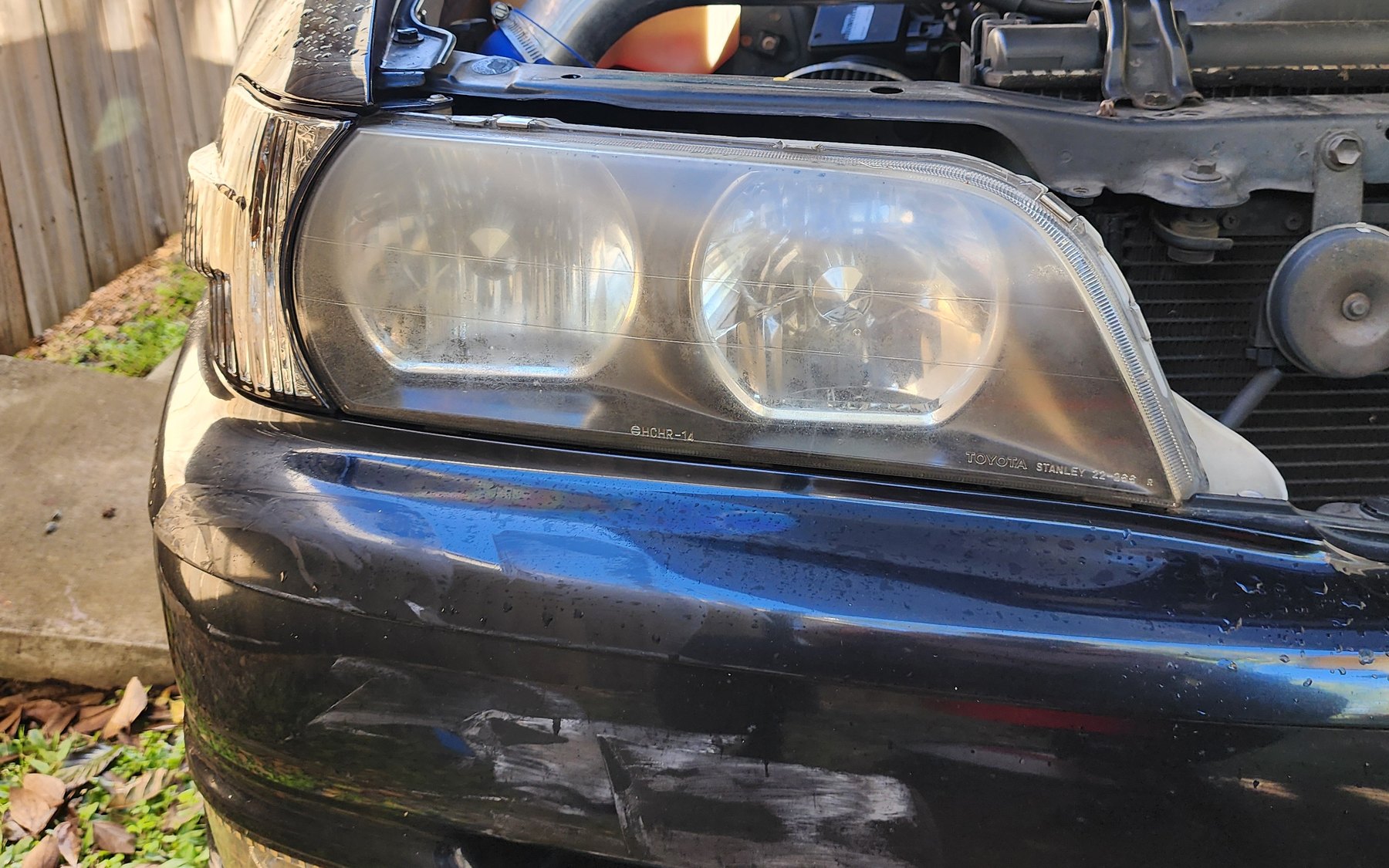 Hazy, oxidised headlight before restoration